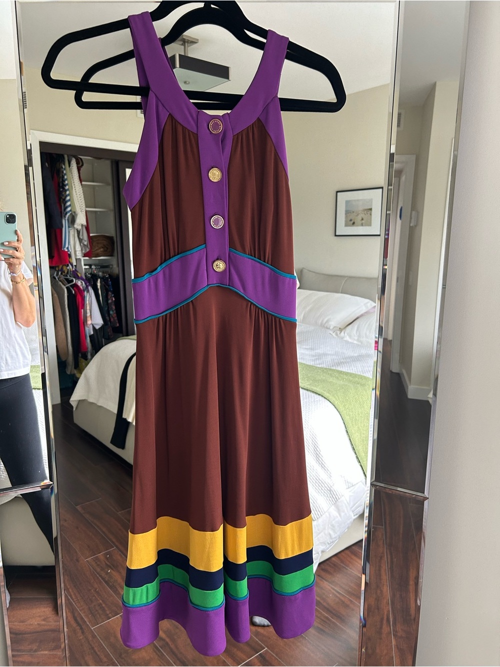Marc by Marc Jacobs Purple and Brown Sleeveless Color-Block Maxi Dress